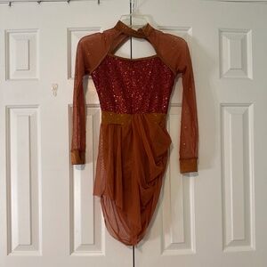 Orange Long Sleeve Dance Leotard